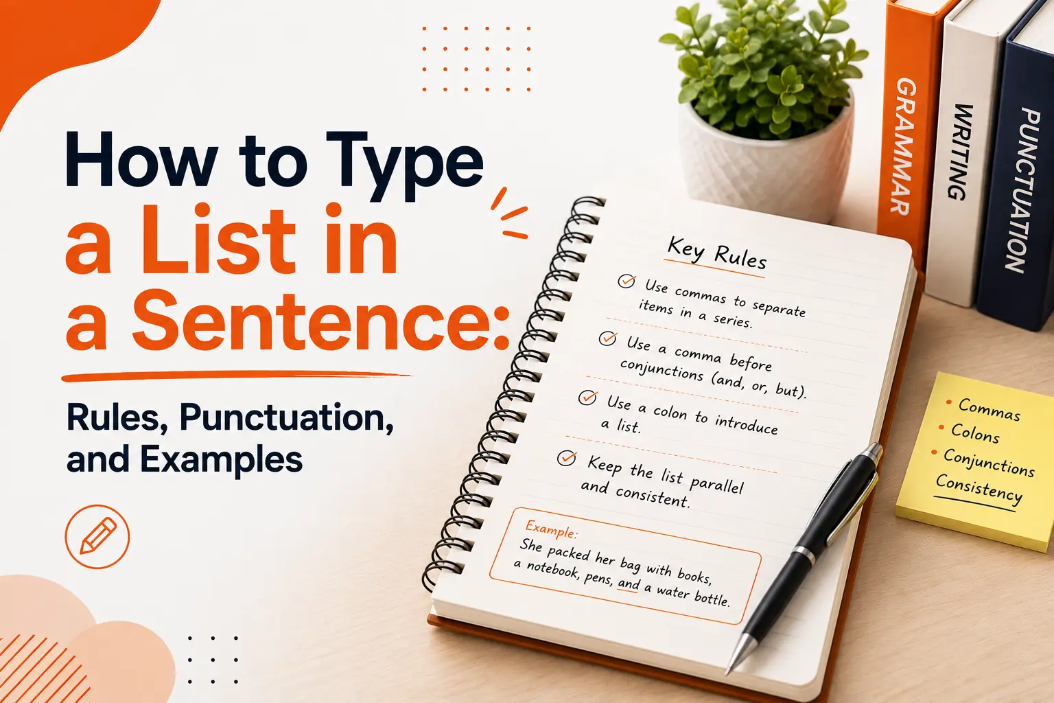 How to Type a List in a Sentence: Rules, Punctuation, and Examples