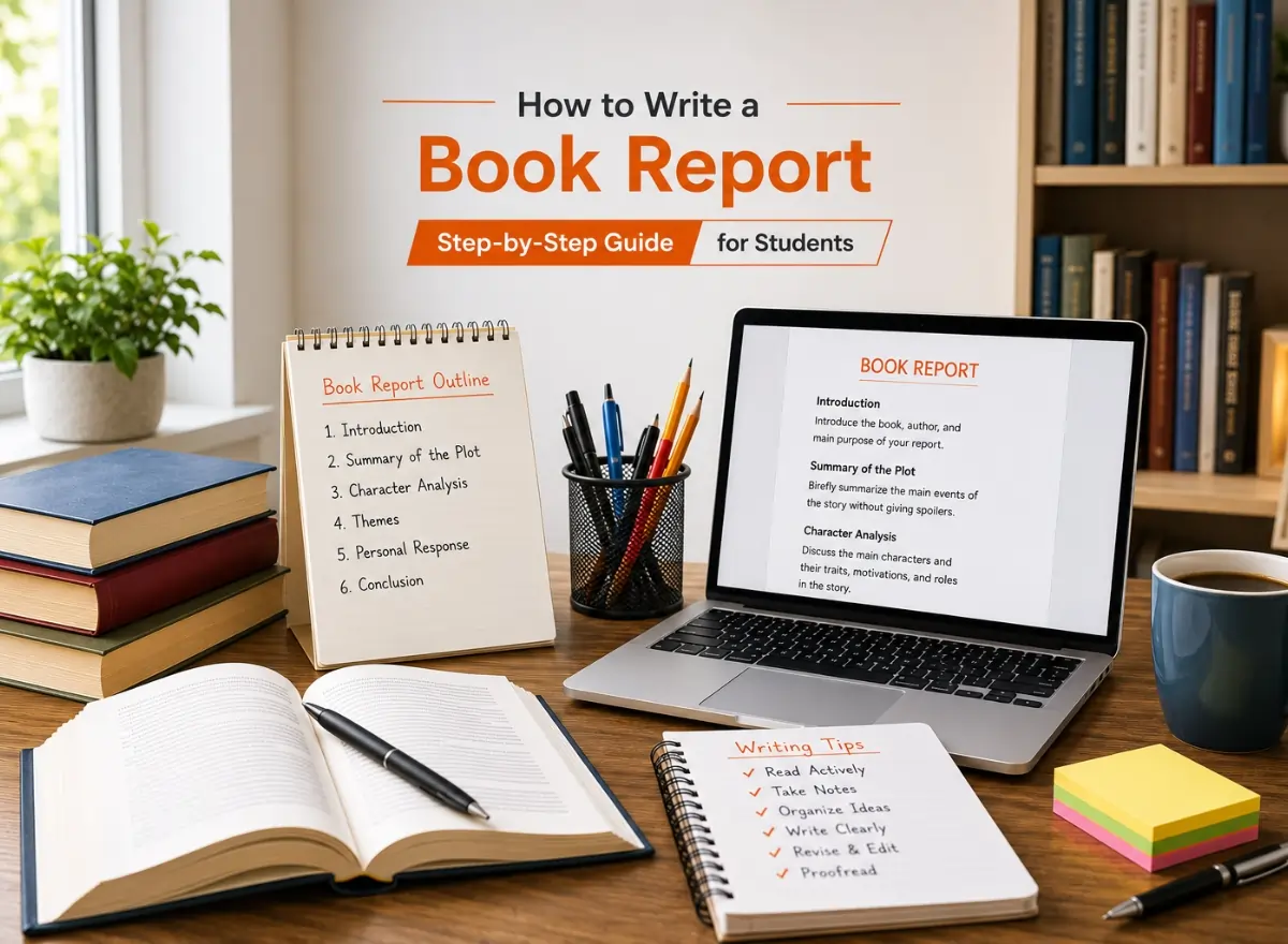 This image is about How to Write a Book Report: Step-by-Step Guide for Students