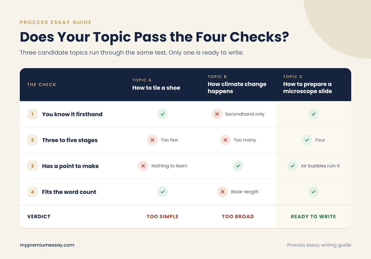 Process essay topic selection